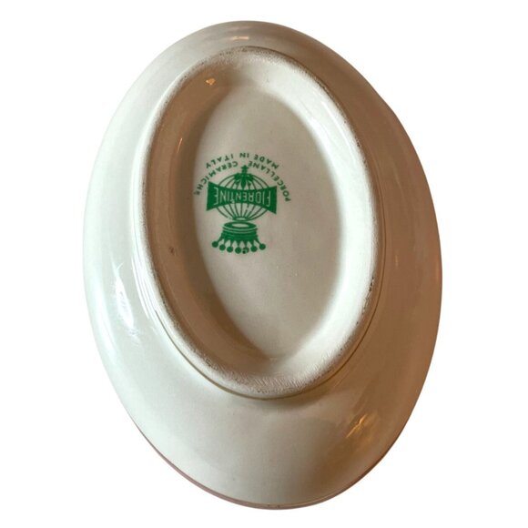 Vintage Fiorentine Floral Oval Porcelain Dish with Gold Trim Made in Italy - Picture 3 of 9